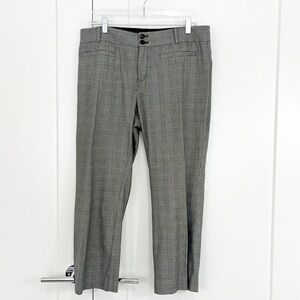Anthropologie Size 12 Gray Plaid Cropped Flare Trousers Pants with Pockets
